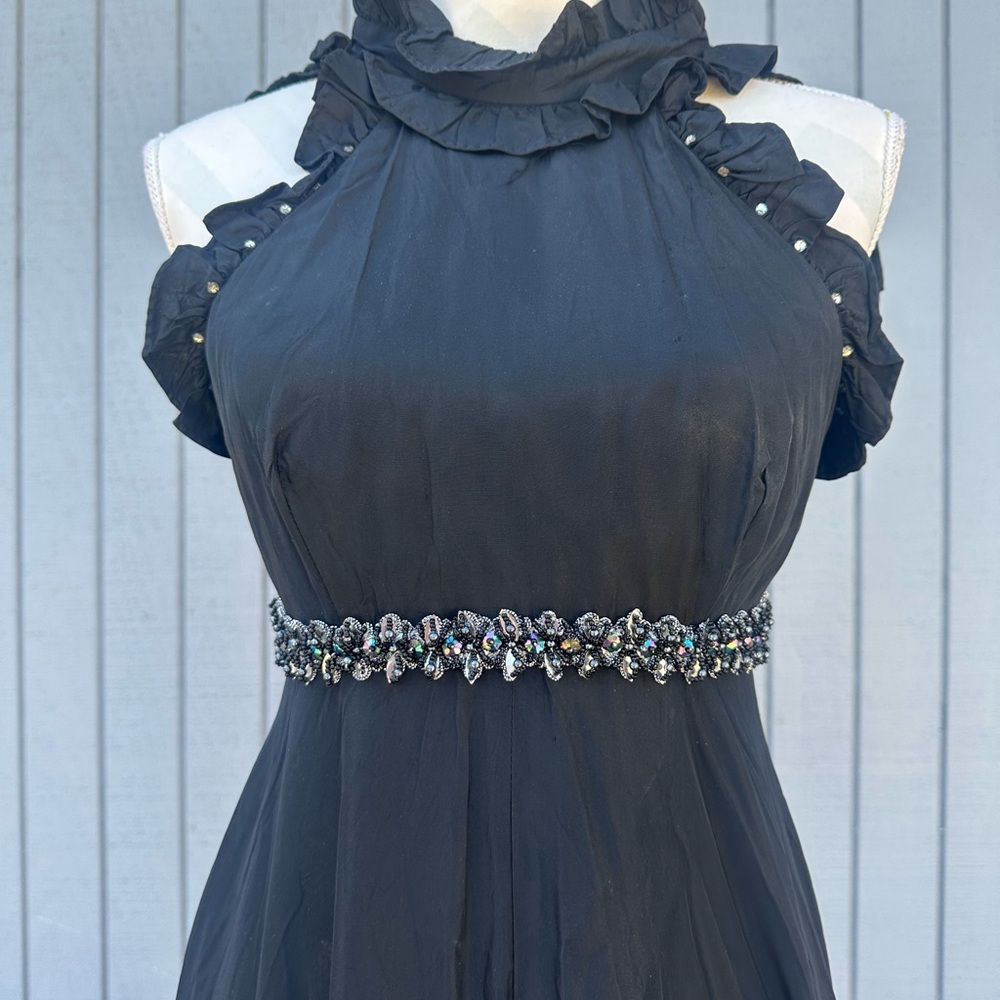 Vintage 70’s Denise L Black Taffeta Formal Gown - Picture 5 of 16